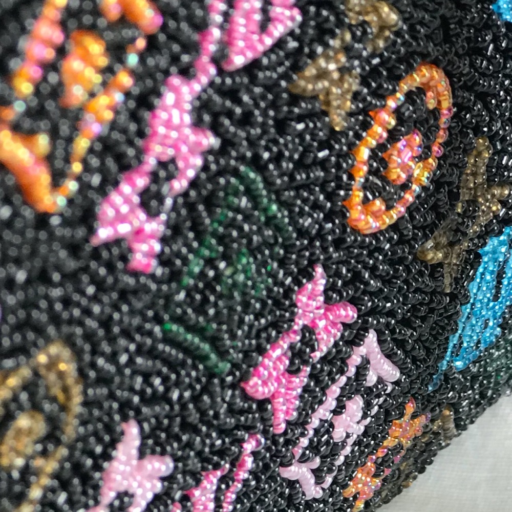 Sold Hand Beaded Black Multi Color Shoulder Bag - Picture 3 of 8